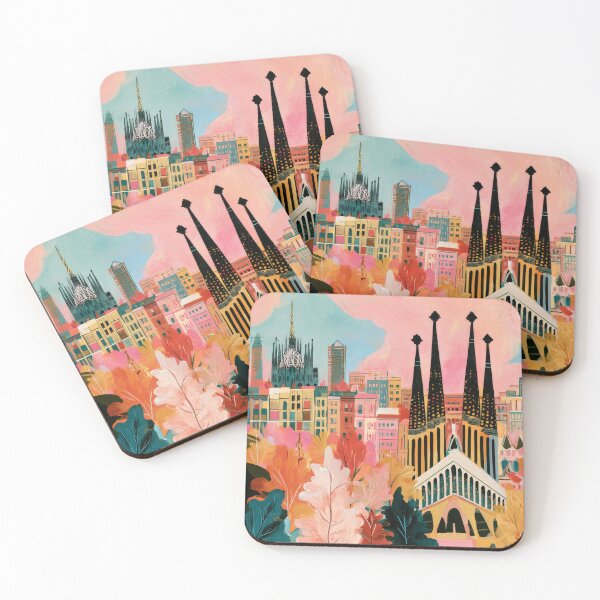 Item preview, Artistic Barcelona in the Fall- Colorful Cityscape, Iconic Architecture and Autumn Leaves designed and sold by OlfactoART Studio.