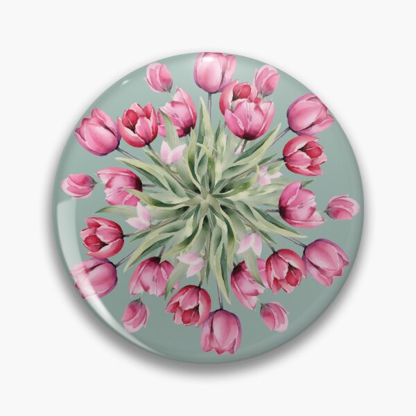 Item preview, Pink Tulip Bouquet Muted Sage Gray Seamless Pattern Art designed and sold by ​Jyoti Digital Artist.