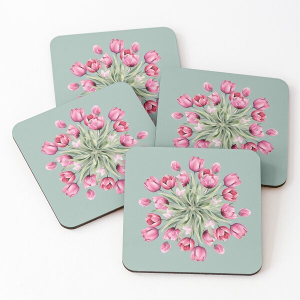 Item preview, Pink Tulip Bouquet Muted Sage Gray Seamless Pattern Art designed and sold by ​Jyoti Digital Artist.
