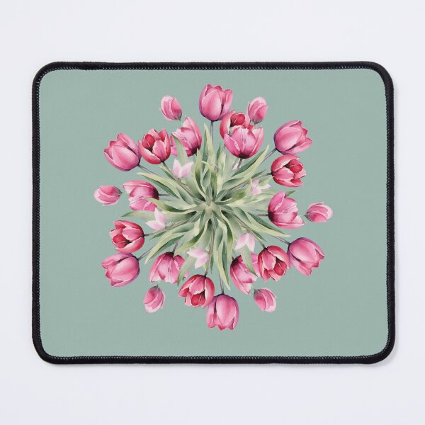 Item preview, Pink Tulip Bouquet Muted Sage Gray Seamless Pattern Art designed and sold by ​Jyoti Digital Artist.