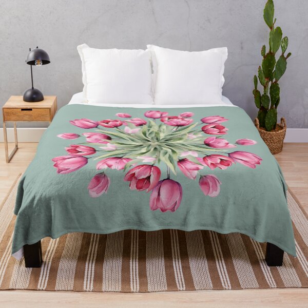 Item preview, Pink Tulip Bouquet Muted Sage Gray Seamless Pattern Art designed and sold by Jyoti Digital Artist.