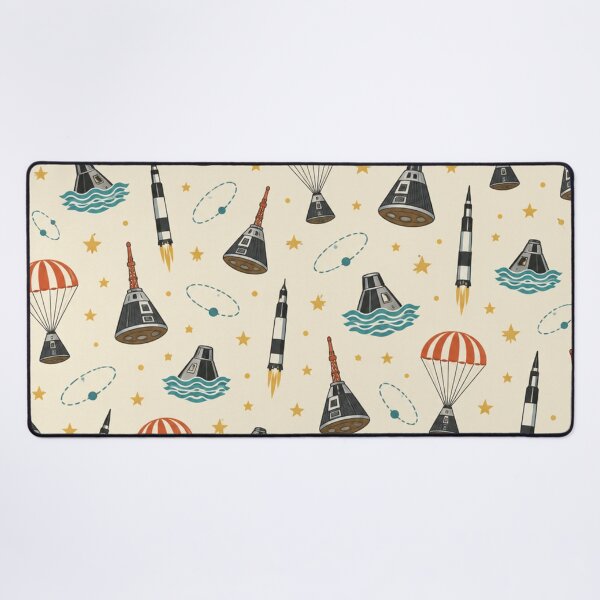 Item preview, Project Mercury Pattern | 1960s Space Capsules, Rockets, Parachutes and Splashdowns on Cream designed and sold by NominalSystems.