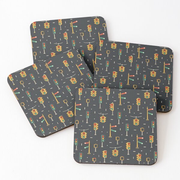 Item preview, Traffic Signal Pattern | Vintage Traffic Lights, Semaphore Signals and Hanging Lamps on Charcoal designed and sold by NominalSystems.
