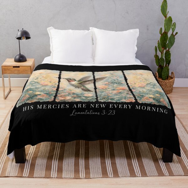 Item preview, Hummingbird Floral, His Mercies Are New Every Morning, Lamentations 323 Christian designed and sold by lcnsdjstrtry.