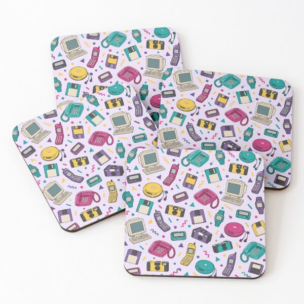 Item preview, 90s Gadgets Pattern | Pagers, Flip Phones, CD Players, Floppy Disks and Disposable Cameras on Lilac designed and sold by NominalSystems.