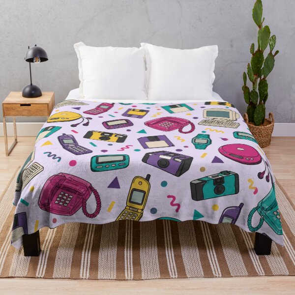 Item preview, 90s Gadgets Pattern | Pagers, Flip Phones, CD Players, Floppy Disks and Disposable Cameras on Lilac designed and sold by NominalSystems.