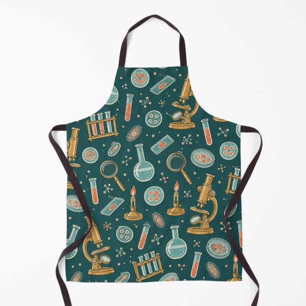Item preview, Microscope Slide Pattern | Antique Brass Microscopes, Petri Dishes, Bunsen Burners and Flasks on Teal designed and sold by NominalSystems.