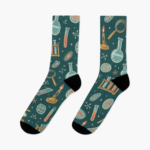 Item preview, Microscope Slide Pattern | Antique Brass Microscopes, Petri Dishes, Bunsen Burners and Flasks on Teal designed and sold by NominalSystems.