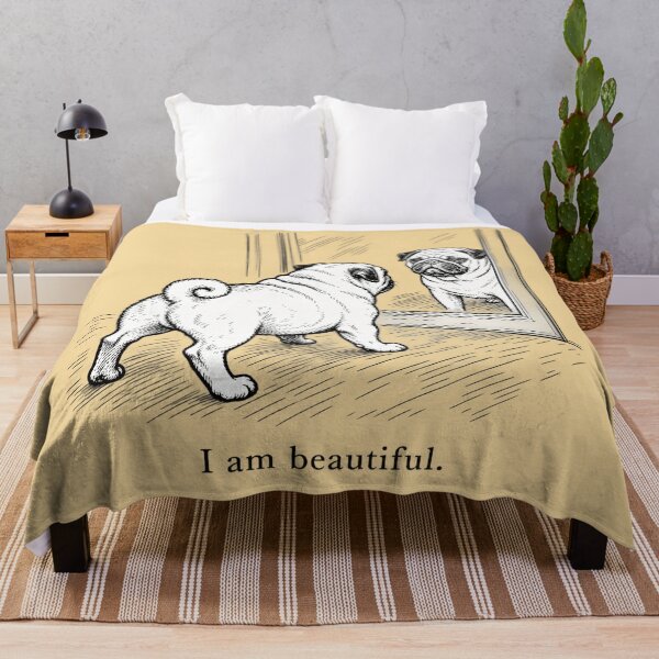Item preview, I Am Beautiful Pug Cute Pug Mirror designed and sold by Bob Meme Life.