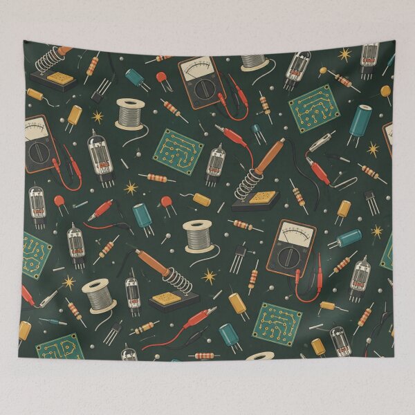 Item preview, Soldering Pattern | Vintage Electronics Workbench, Soldering Irons, Multimeters, Resistors and Tubes designed and sold by NominalSystems.