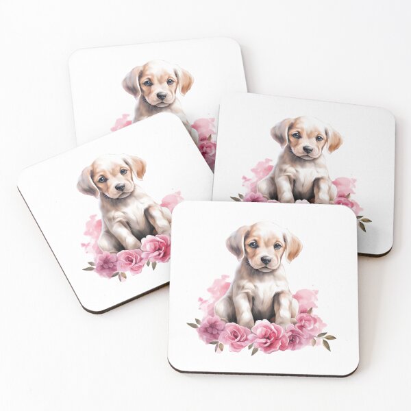 Item preview, Pink Peony Puppy | Elegant Floral Aesthetic Art designed and sold by Mandayartstudio.
