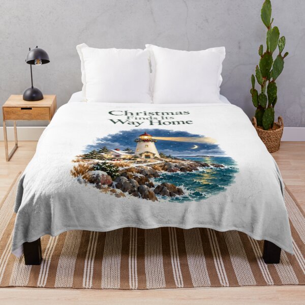 Item preview, Christmas Finds Its Way Home – Coastal Lighthouse Illustration designed and sold by CheersTOGETHER.