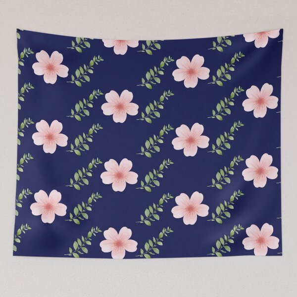 Item preview, Pink Cherry Blossom Navy Seamless Pattern designed and sold by Deanmindvortex.