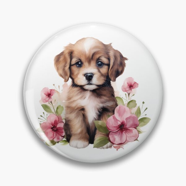 Item preview, Pink Peony Puppy | Elegant Floral Aesthetic Art designed and sold by Mandayartstudio.