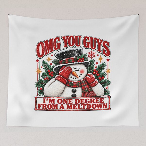 Item preview, Christmas Snowman, OMG You Guys One Degree Meltdown, Retro Holly Jolly Holiday designed and sold by Thecelezart.