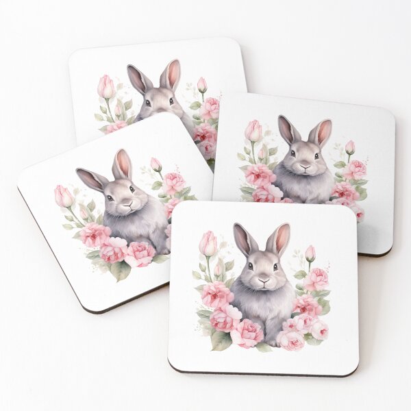 Item preview, Pink Peony Bunny | Elegant Floral Aesthetic Art designed and sold by Mandayartstudio.