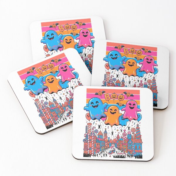 Item preview, BOO Balloon Parade - Surreal Candy Halloween Cityscape Art designed and sold by jrzvibe.