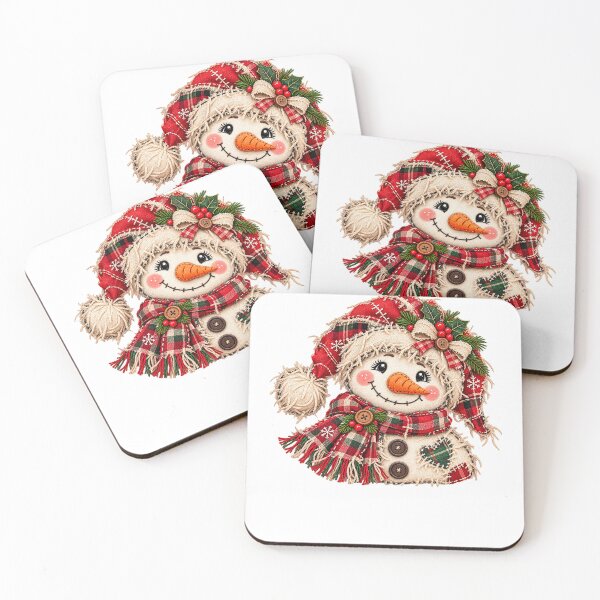 Item preview, Cute Rustic Christmas Snowman Plaid Scarf designed and sold by LandFinStudio.