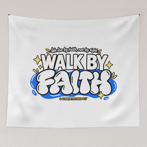 Item preview, Walk By Faith Not By Sight Retro Bubble Letters designed and sold by graphic-genie.