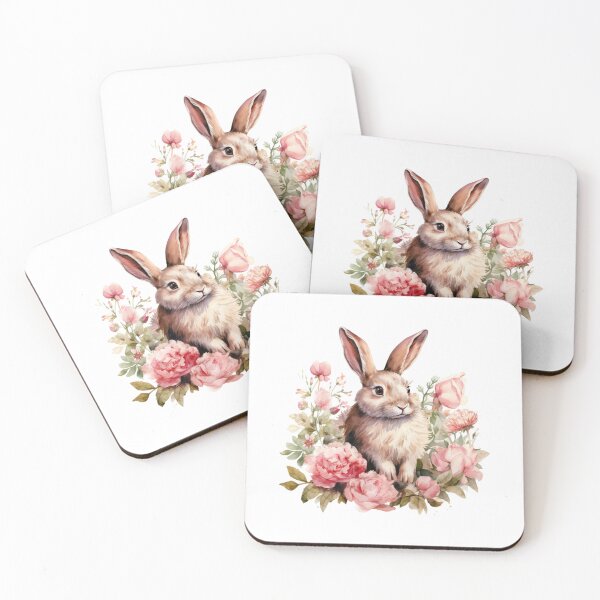 Item preview, Pink Peony Bunny | Elegant Floral Aesthetic Art designed and sold by Mandayartstudio.