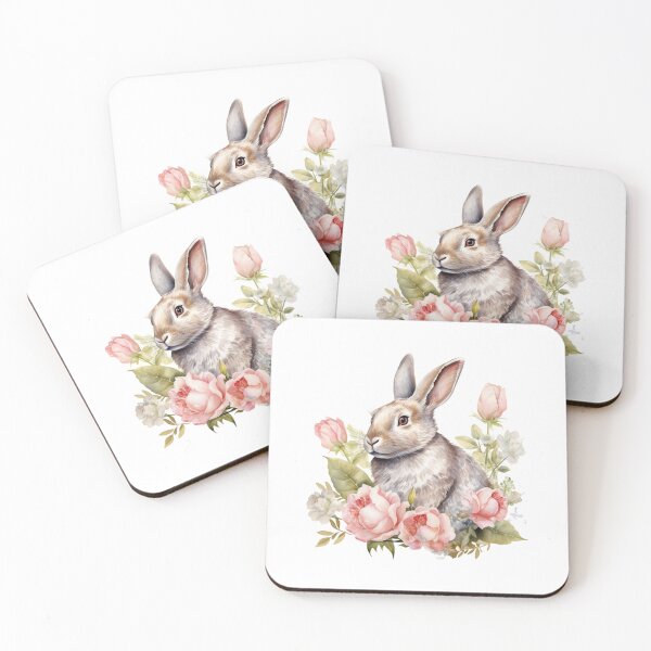 Item preview, Pink Peony Bunny | Elegant Floral Aesthetic Art designed and sold by Mandayartstudio.