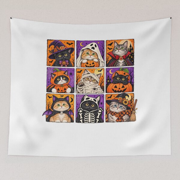 Item preview, Cute Halloween Cats Retro Costume Collage designed and sold by LandFinStudio.