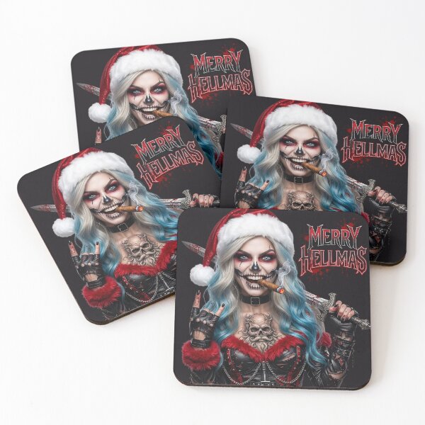Item preview, Merry Hellmas Skull Makeup Sword Girl designed and sold by Voodoo Store Paranormal Collections.