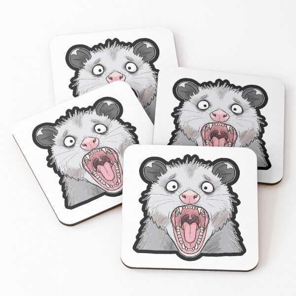 Item preview, Screaming Opossum Hand-Drawn Meme Sticker - Feral Panic designed and sold by TheDamagedGoods.