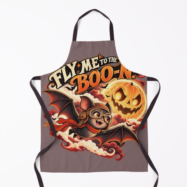 Item preview, Fly Me to the Boo-n – Cute Aviator Bat and Pumpkin Moon Halloween Art designed and sold by HOUSE OF TIST.