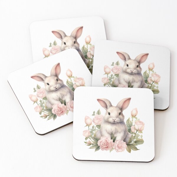 Item preview, Pink Peony Bunny | Elegant Floral Aesthetic Art designed and sold by Mandayartstudio.