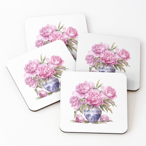 Item preview, Pink Peony Vase | Elegant Floral Aesthetic Art designed and sold by Mandayartstudio.