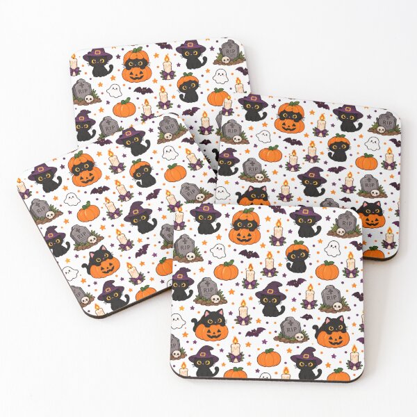 Item preview, Cute Kawaii Halloween Cats and Pumpkins Seamless Pattern designed and sold by Ang.V.