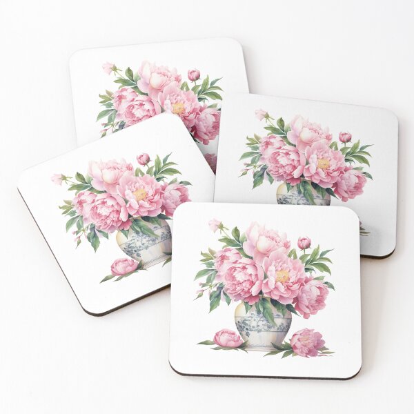 Item preview, Pink Peony Vase | Elegant Floral Aesthetic Art designed and sold by Mandayartstudio.