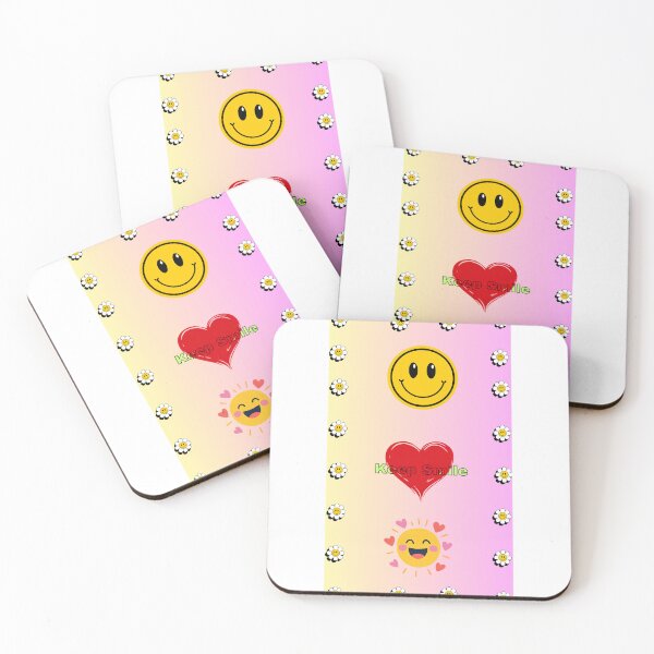 Item preview, Keep Smile Happy Vibe Smiley Face Floral Wallpaper and Tee designed and sold by CutePrintStudio97.
