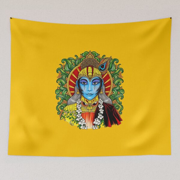 Item preview, Vibrant Lord Krishna Love Portrait – Traditional Mixed Media Art designed and sold by spacechakra.