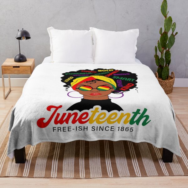 Item preview, Juneteenth Free-ish Since 1865 – Strong Black Woman Afro Headwrap Pride Empowerment Words designed and sold by Jose Art Studio.