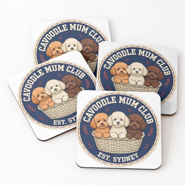 Item preview, Cavoodle Mum Club Sydney Basket Puppy Trio Badge designed and sold by Yellowriversss.