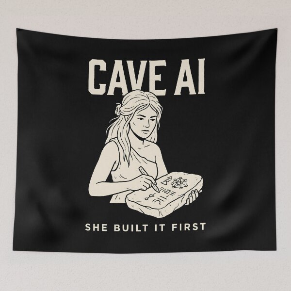 Item preview, Cave AI She Built It First Women In Tech Humor designed and sold by SplashTastic.