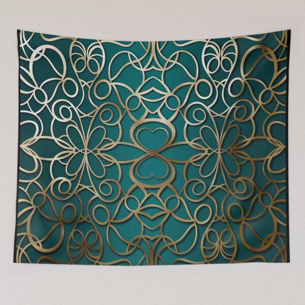Item preview, Emerald Teal and Antique Gold Ornamental Filigree designed and sold by Visual Studio 888.