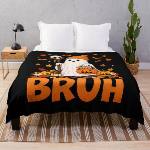 Item preview, Cute Ghost BRUH Halloween Pumpkin Orange Beanie Boo designed and sold by OlyvieArt.