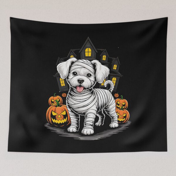 Item preview, Spooky Mummy Bichon Frise Haunted Castle designed and sold by Gescosper.