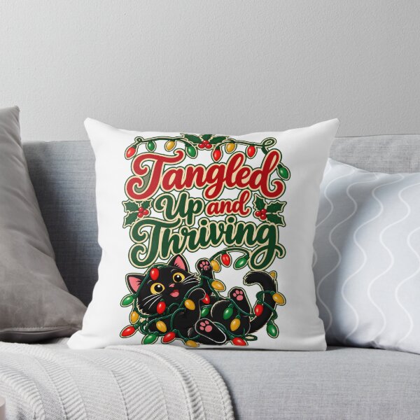 Item preview, Tangled Up And Thriving Funny Christmas Lights Cat designed and sold by victorsuarez.