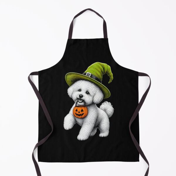 Item preview, Vintage Woodcut Halloween Witch Bichon Frise Dog designed and sold by uente67uio.