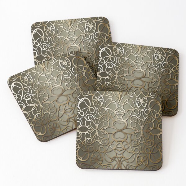 Item preview, Antique Gold and Olive Green Ornamental Pattern designed and sold by Visual Studio 888.