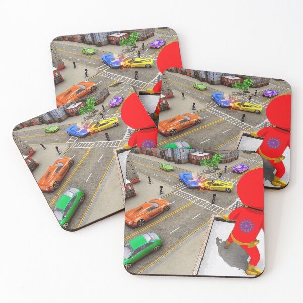 Item preview, Red Superhero Above Busy City Traffic designed and sold by ArneFeldmann.