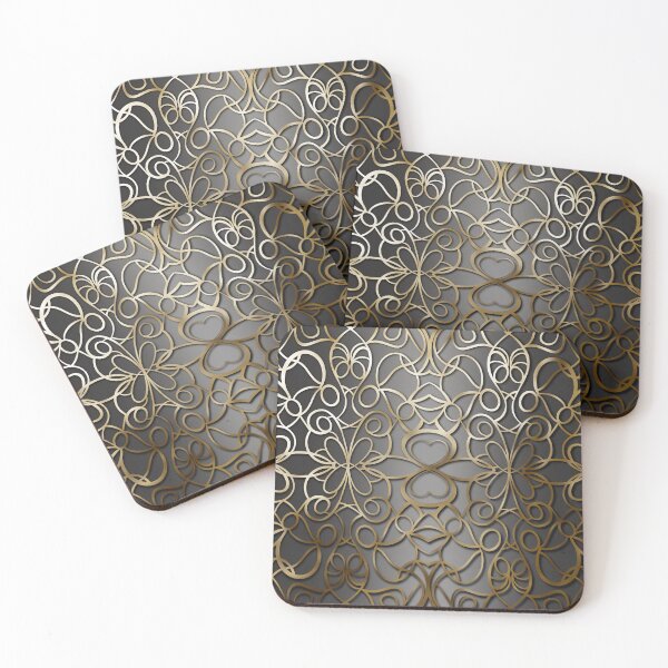 Item preview, Antique Gold and Charcoal Ornamental Pattern designed and sold by Visual Studio 888.