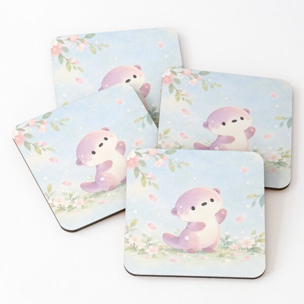 Item preview, Otter Waving Beneath Pastel Pink Cherry Blossoms designed and sold by AshiraCreations.