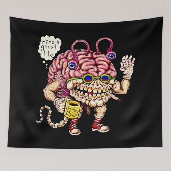 Item preview, Brain Monster Drinking Coffe designed and sold by nerdyygraphic.