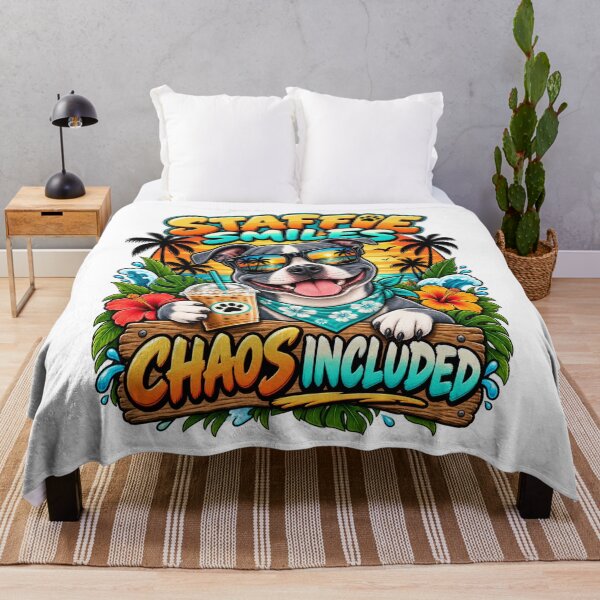 Item preview, Funny Staffie Smiles Chaos Included Dog Design designed and sold by JezzasFunnyShirts .