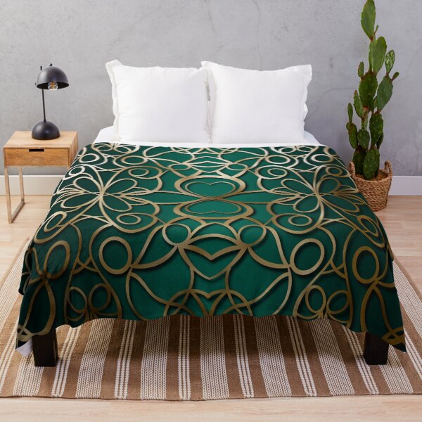 Item preview, Emerald Green and Antique Gold Ornamental Pattern designed and sold by Visual Studio 888.